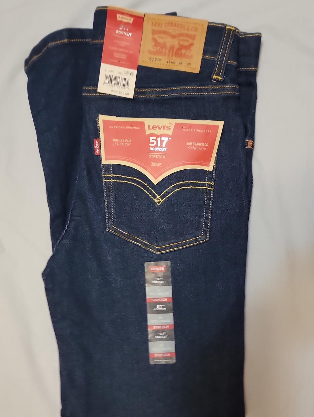 Levi's Dark Indigo Bootcut Jeans with Yellow Stitching